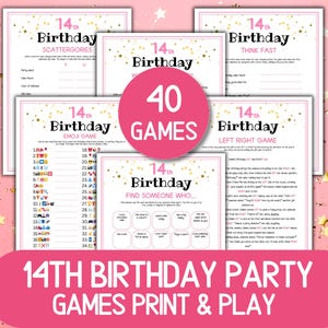 14th Birthday Party Games, Printable Games Bundle 14-Year-Old Girls Birthday Teen Girl Birthday Party Games 14th Birthday Girl Party Games