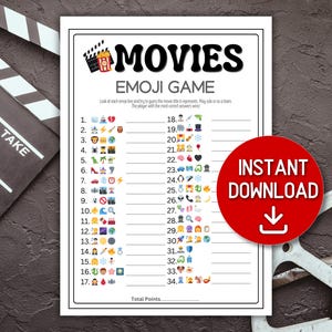 Movie Emoji Pictionary | Emoji Movie Guessing Game | Printable Games | Party Game | Emoji Movie Quiz | Movie Emoji Trivia | Movie Emoji Game