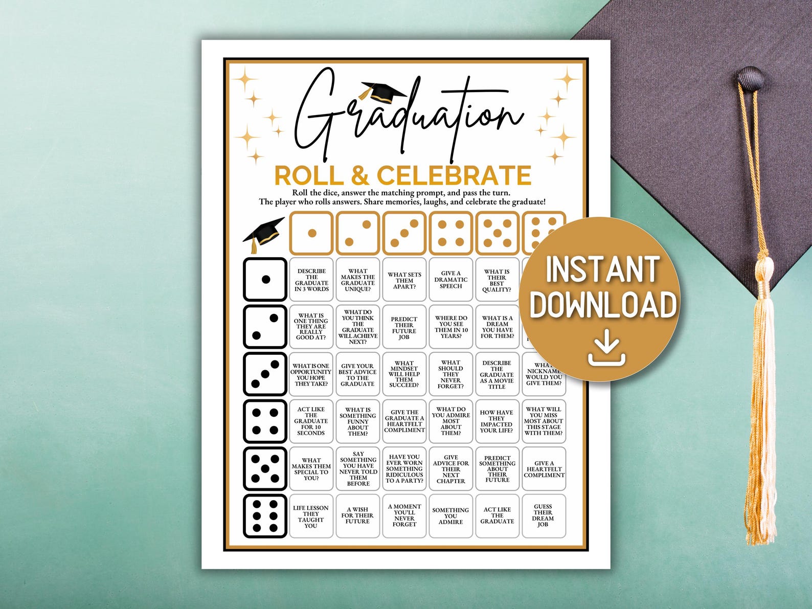 Graduation Dice Game Printable, Grad Party Activity Group - Etsy