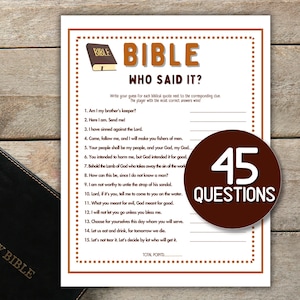 Bible Games Who Said It Bible Verse Riddles Trivia Bible Study Games Bible Games for Kids Sunday School Games Womens Ministry Game Church