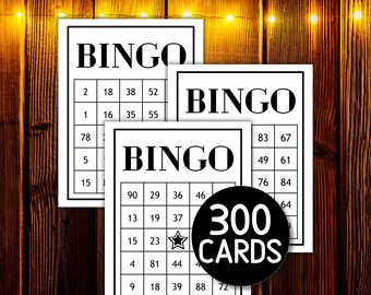 300 Bingo Cards Printable, 1-90 Calling Cards Jumboprint Out With