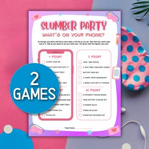 Slumber Party Games for Girls Sleepover Printable Whats on Your Phone Games Selfie Scavenger Hunt Sleepover Girls Birthday Party Selfie Game