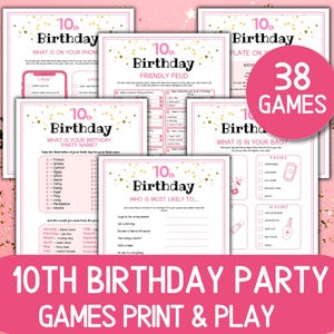 10th Birthday Games Printable Birthday for Kids Teen Girl Party Games Birthday 10 Year Old Birthday Game Activities Teen Girl Bday Games PDF