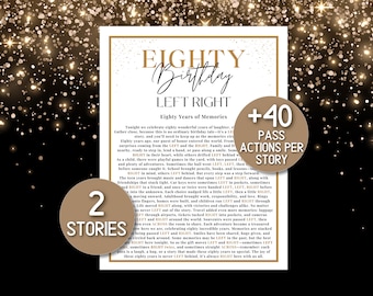 80th Birthday Left Right Game Story Pass the Gift Birthday Edition Birthday Party Game
