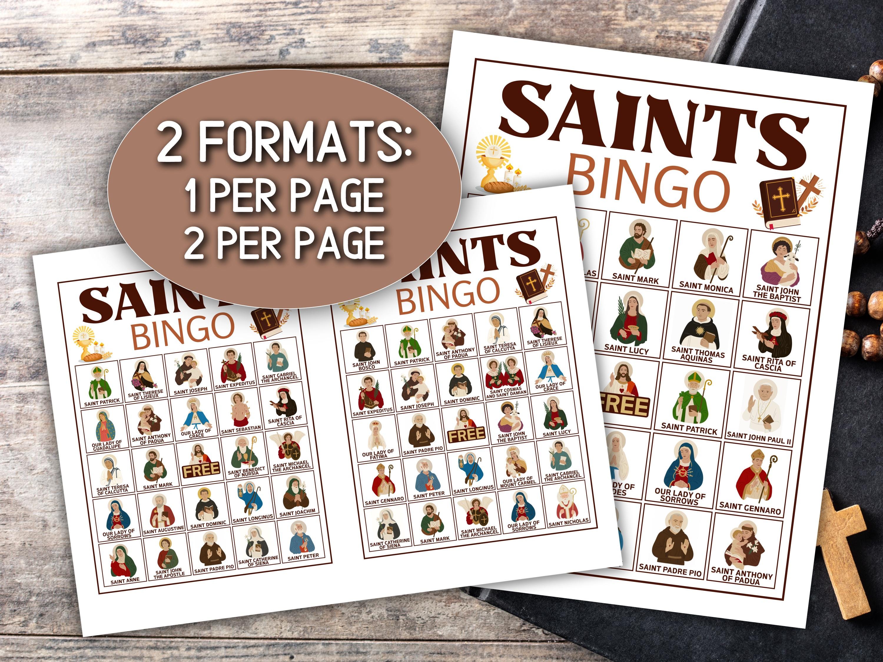 All Saints' Day Catholic Saints Bingo Game Party Bible Games Printable ...