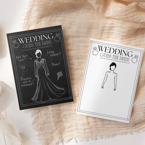Guess the Dress Game Printable, Guess the Bridal Dress the Bride PDF Bridal Shower Game Paper Bridal Shower Guess Game Draw the Dress Game