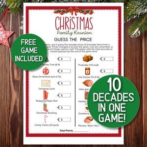 Christmas Guess the Price Printable Game, Family Reunion the Price Is Right Party Games for Family Reunion Games Sheet Fun Gathering Games