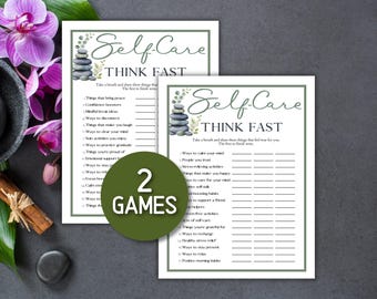 Juego imprimible de autocuidado Juego de pensar rápido Actividad rompehielos para terapia