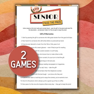 Senior Pass The Prize Senior, Printable Games for Seniors Pass Poem Games for Elderly Pass the Gift Retirement Games Birthday Nursing Home