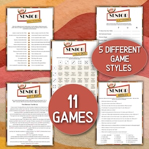 Spellen voor senioren Printables Raadsels voor senioren Gezinsactiviteit voor senioren Afdrukbare cadeaus Hersenspelletjes voor senioren Leuke gezelschapsspellen voor ouderen PDF