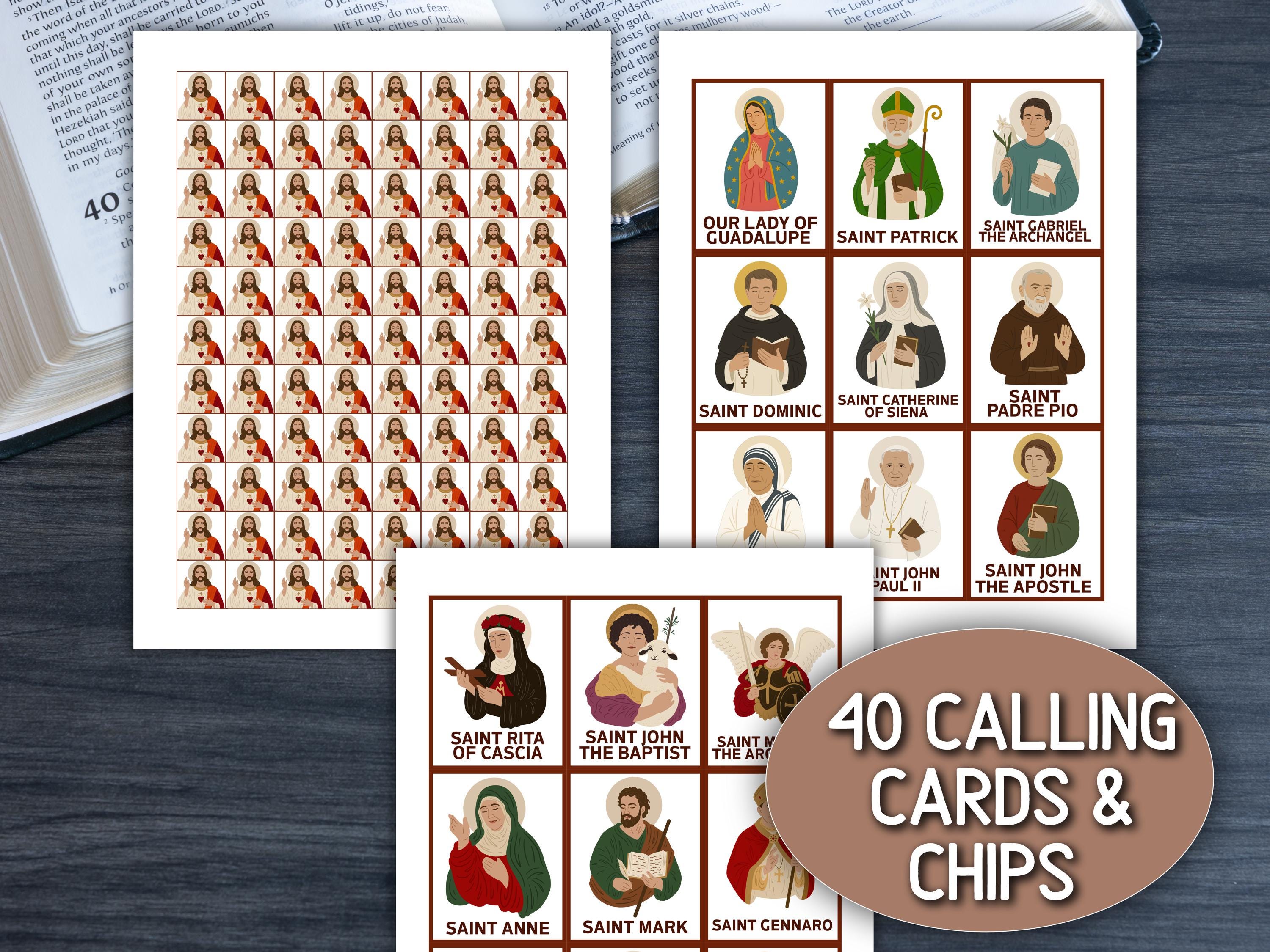 Catholic Saint Bingo 100 Cards Printable, All Saints Day Bible ...