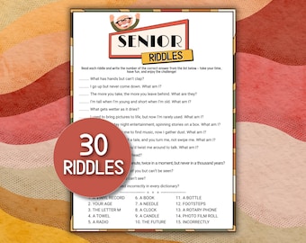 Games for Seniors Riddles Citizens Elderly Game Icebreaker Birthday Games Senior Brain Teasers Riddle me This Activity