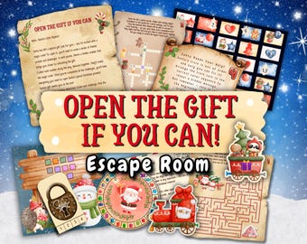 Christmas Escape Room for Kids, Gift Escape Game Kit Santa Kids Xmas Mystery Quest Printable Morning