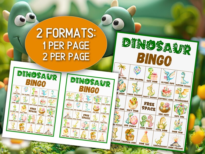 Dinosaur Bingo Game: 100 Printable Cards, Kids Party Activity (PDF ...