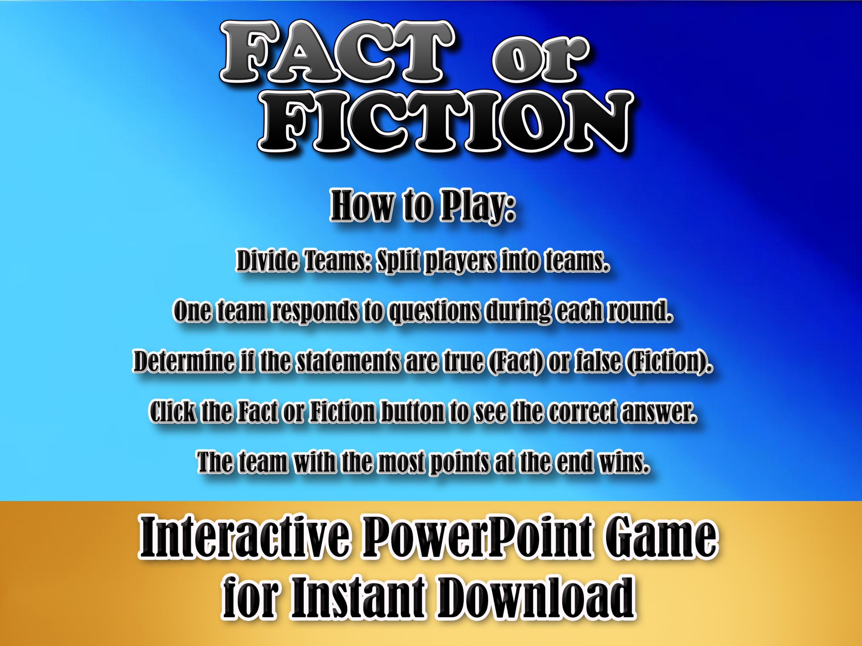 Fact Checking Games Fact or Fiction Game Powerpoint Games for Teachers Work Family Games ...