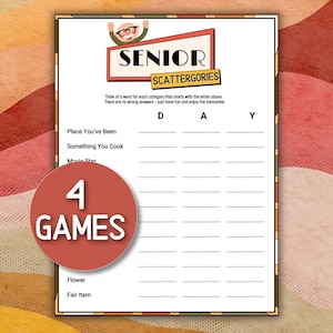 Senior Citizen Games Scattergories Elderly Games Group Games for Seniors Party Games for Senior Women Quiz for Seniors Birthday Memory Game