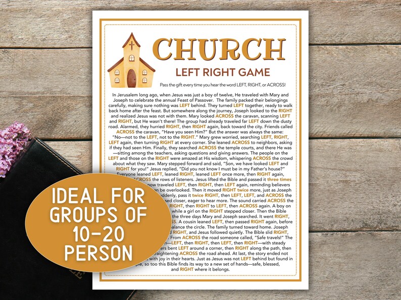 Left Right Church Party Games, Pass the Bible Left Right Game for ...