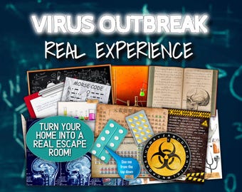 Virus Escape Room Kit Printable for Adults Teens Lab Game at Home Escape Room with Real Locks Virus Teenagers Games