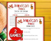 Mexican Party Drinking Games Fiesta Cinco de Mayo Parties Game Printable Adult Drink If Roll Dice