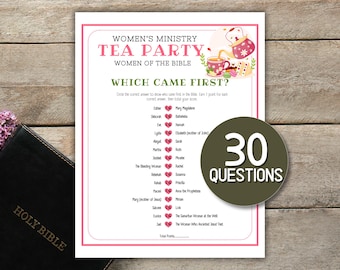 Womens Ministry Tea Party Game Bible Couples Printable Which Came First