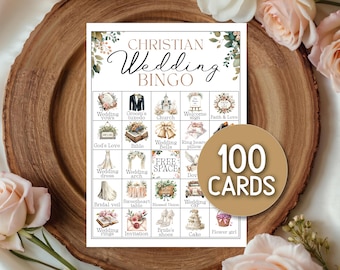 Wedding Bingo 100 Cards Religious Bridal Shower Games Christian Pack Printable