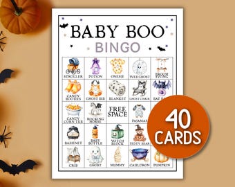 Baby Boo Bingo Halloween Baby Shower Game Little Pumpkin Printable Cards Cute Spooky
