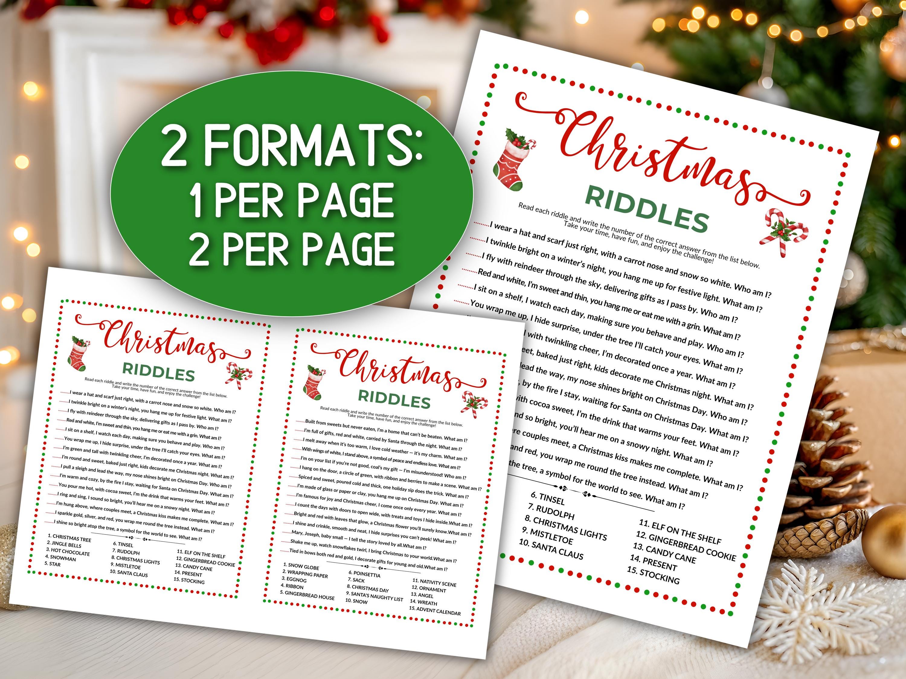Christmas Riddles Printable With Answers, Xmas Riddle Me This Holiday ...