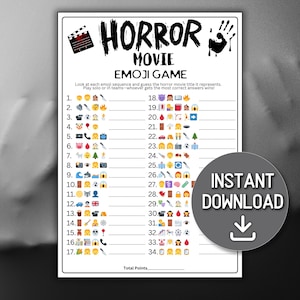 Horror Movie Emoji Game Printable, Halloween Movie Emoji Game Emoji Halloween Movie Horror Pictionary Guess the Halloween Emoji Horror Movie