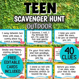 Cartes chasse au trésor d'été pour adolescents, jeux de société chasse au trésor en plein air, jeux d'été chasse au trésor en extérieur pour adolescents, jeux de pelouse, maison de plage