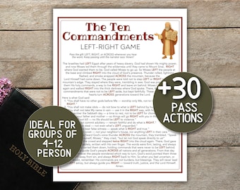 Ten Commandments Game, Left Right Game 10 Commandments Printable Church Sunday School