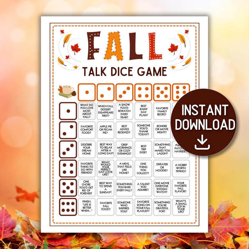 Fun Fall Cards Fall Talk Dice - Etsy