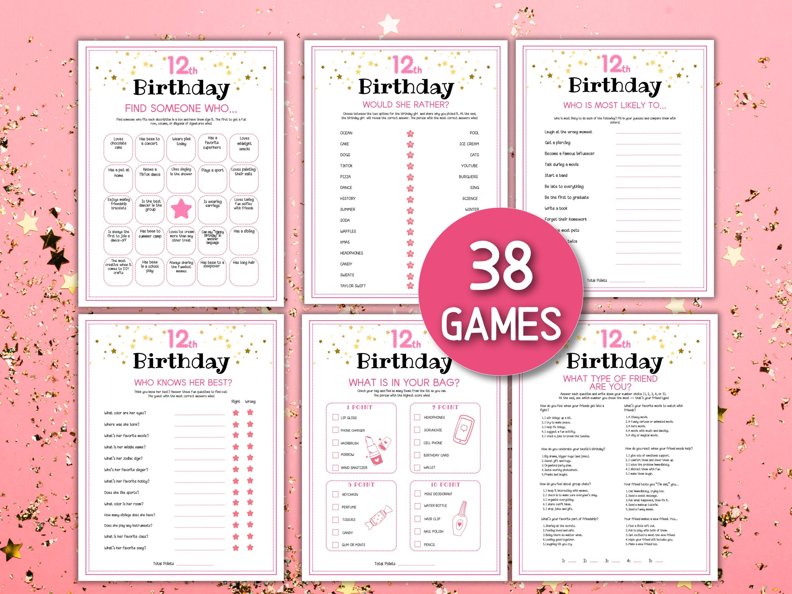 12th Birthday Party Games Girls Bundle for Teenager Tween Girl Bday ...