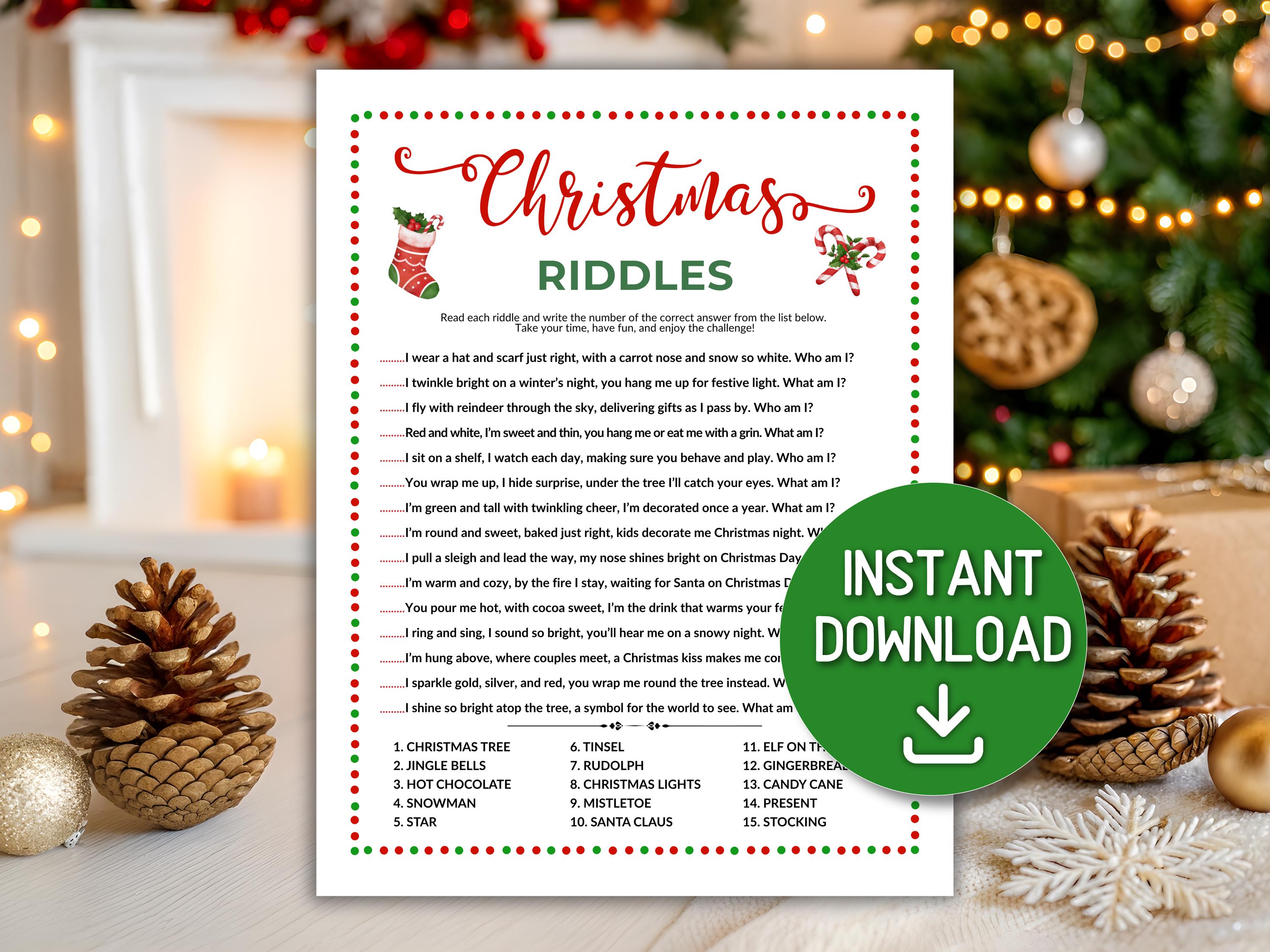 Best Holiday Riddle Christmas Riddles Printable With Answers, Xmas Riddle Me This Holiday ...