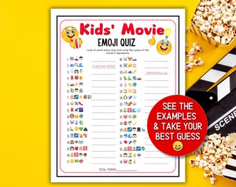 Kids Movie Emoji Game, Childrens Movies Emoji Pictionary Guess The Movie Game Movie Trivia Game Kids Movie Night Games Movie Matching Game