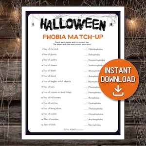 Halloweenfobimatchspel, Halloweenquiz Matcha fobispelet