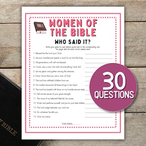 Who Said It Game Women of the Bible Game Printable Bible Verse Who Said it Bible Womens Ministry Sunday School Bible Study Christian Retreat