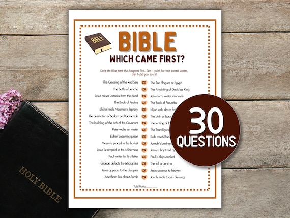 Bible Which Came First Trivia Game Church Games Bible Games Christian Games Printable Games Sunday School Game Youth Group Women Ministry