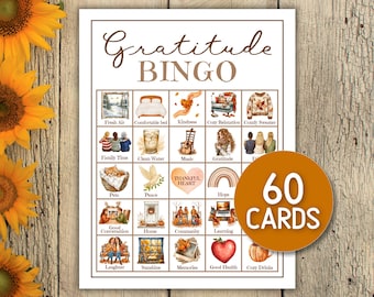 Tarjetas de bingo de gratitud imprimibles, juego de bingo de amabilidad, actividades de concienciación emocional