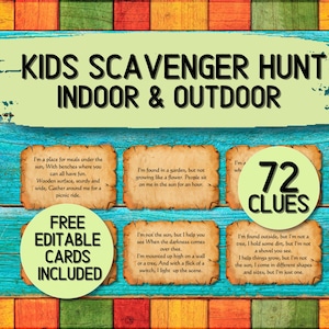Scavenger Hunt for Kids | Indoor Outdoor Scavenger Hunt | Treasure Hunt Clues | Treasure Hunt for Kids | Indoor Treasure Hunt | Outdoor Game