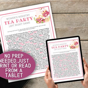 Bible Left Right Tea Party Game Women Ministry Pass Prize Christian ...