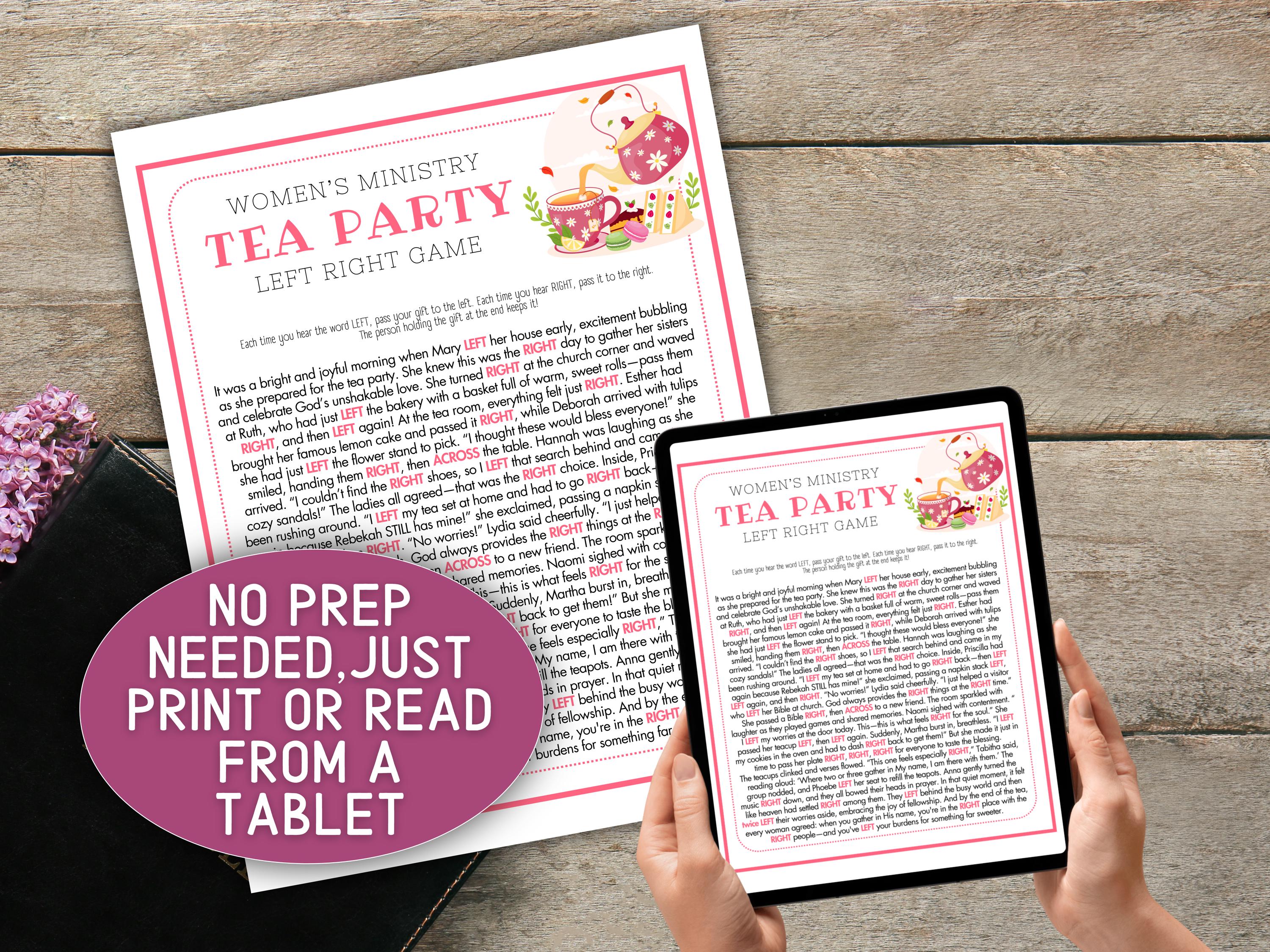 Bible Left Right Tea Party Game Women Ministry Pass Prize Christian ...