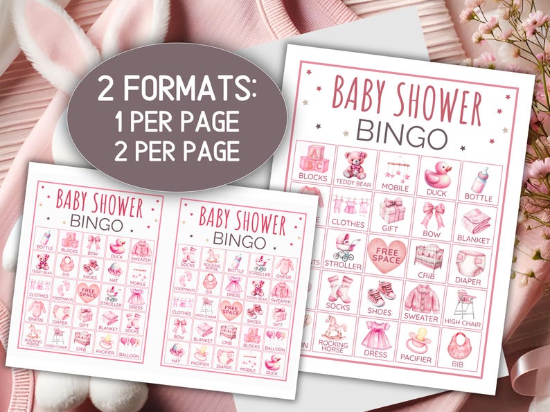 Baby Shower Girl Bingo Printable, Instant Download 100 Baby Bingo Cards ...