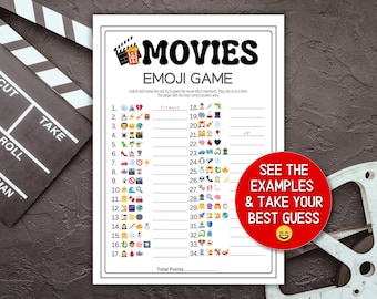Pictionary di Emoji sui film / Gioco di indovinelli sui film con Emoji / Giochi stampabili / Giochi di società / Quiz sui film con Emoji / Quiz sulle emoji sui film / Gioco sulle emoji sui film