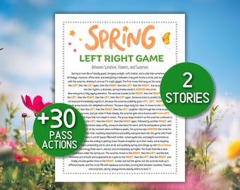 Spring Left Right Game Printable, Pass the Gift Party Game, Group Activity