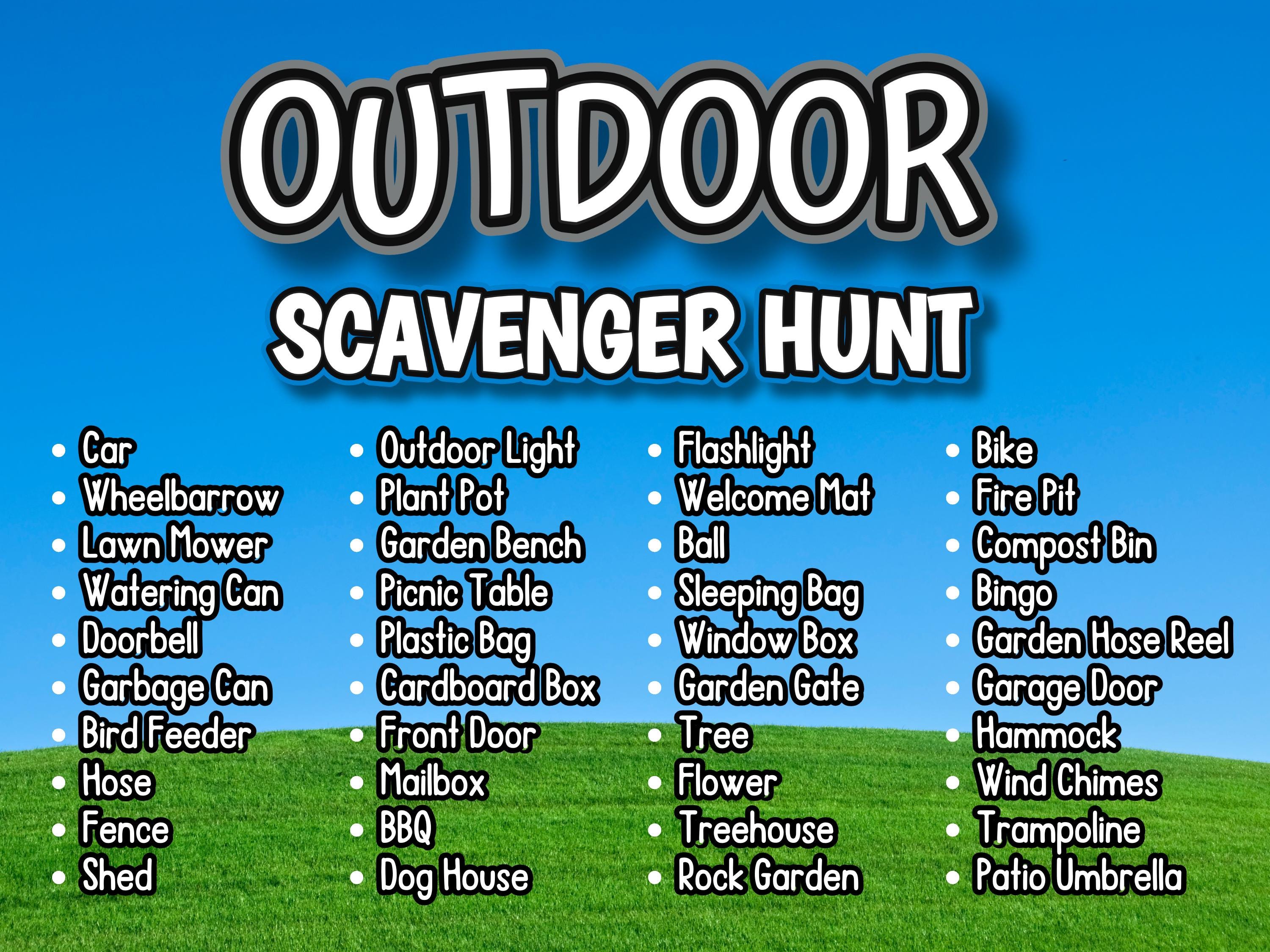 Outdoor Scavenger Hunt for Kids, Printable Treasure Hunt Clues Outside ...