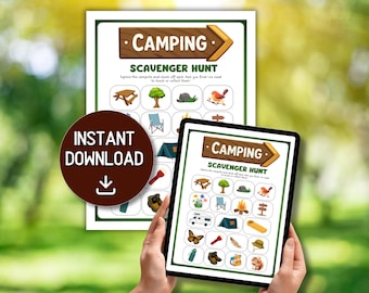 Camping Scavenger Hunt | Outdoor Treasure Hunt Printable | Scavenger Hunt | Kids Camping Games Family Camping Game Summer Camp Game Outside