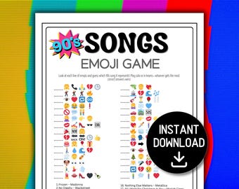 Emoji Song Game 90s Songs Emoji Printable Party Game 90s Music