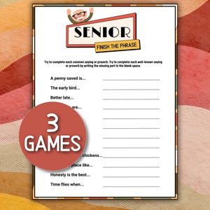 Senior Finish the Phrase Game: Printable Brain Teaser (PDF Download, Answer Key Included