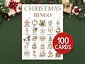 Christmas Bingo Printable Game 100 Cards, Holiday Party Friendsmas Classroom Neutral Boho Christmas Cozy Rustic Game Office Party Xmas Bingo