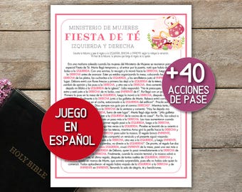 Juego Izquierda y Derecha en Español, Actividad para Ministerio de Mujeres Retiro o Fiesta de Té Dinámica Cristiana Bible Left Right Game